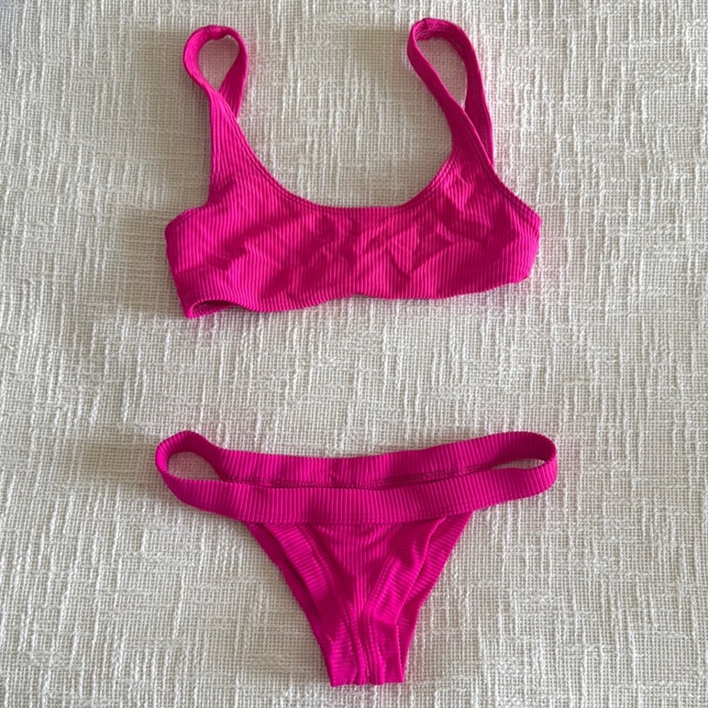 Frankies Bikinis Vibrant Pink Swim Set